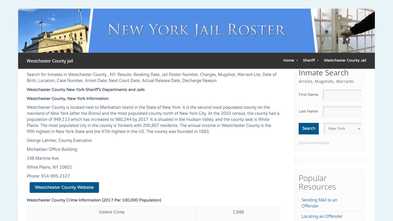 Westchester County Jail | Jail Roster Search