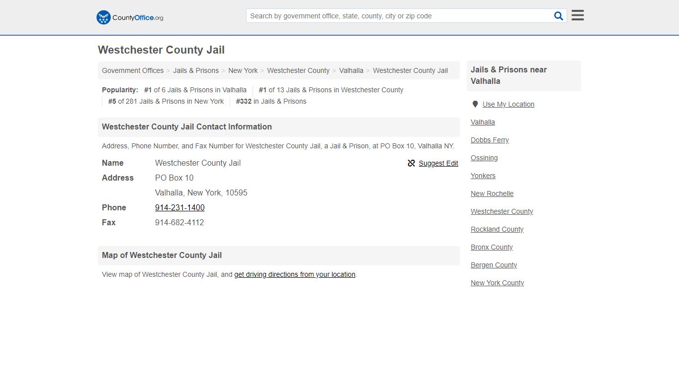 Westchester County Jail - Valhalla, NY (Address, Phone ...